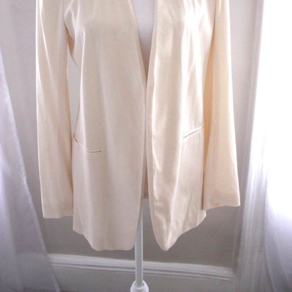 Theory Tailored Open Front Cream Blazer 10 Elegan… - image 4